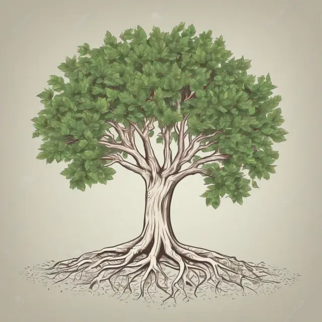 An image of a growing tree symbolizing the concept of accruals in accounting, with leaves representing accrued revenue and roots depicting accrued expenses
