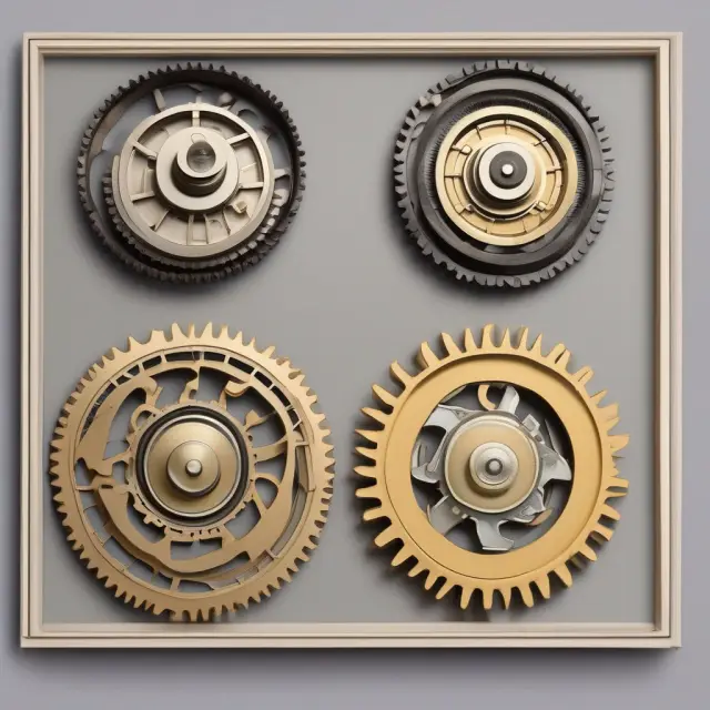 Two models of accounting standards - GAAP and IFRS - flanking a scale, with interchangeable cogs symbolizing accruals representing their similarities and differences.