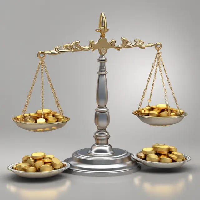Balance between earned (gold) and accrued (silver) revenues in accounting