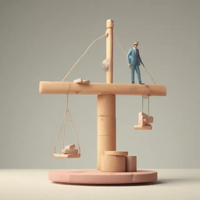 A balanced see-saw representing accrued and recognized revenues in accounting