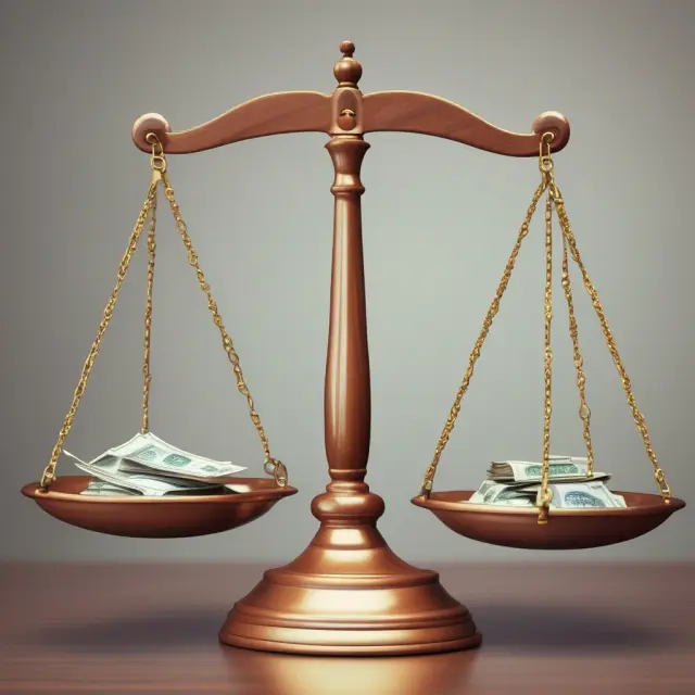 Two scales balanced with gold coins representing accrued and recognized revenue, emphasizing precise financial reporting