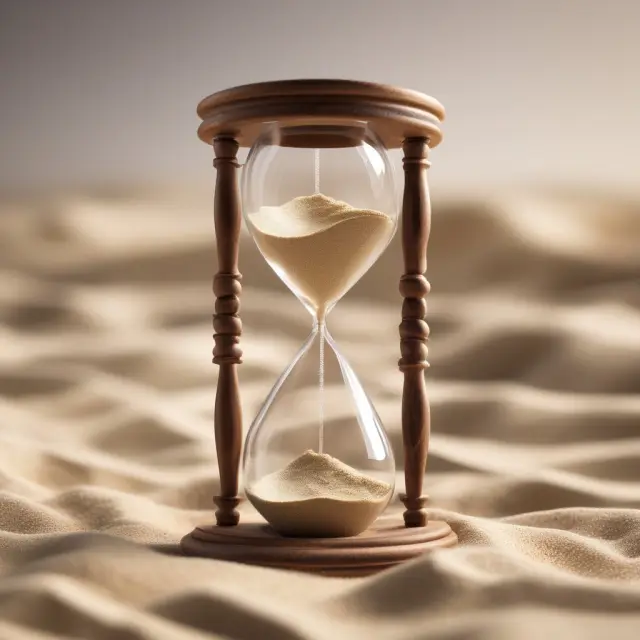 An hourglass pouring sand onto a scale illustrates the concept of accrued expenses, representing the recognition and recording of liabilities when they