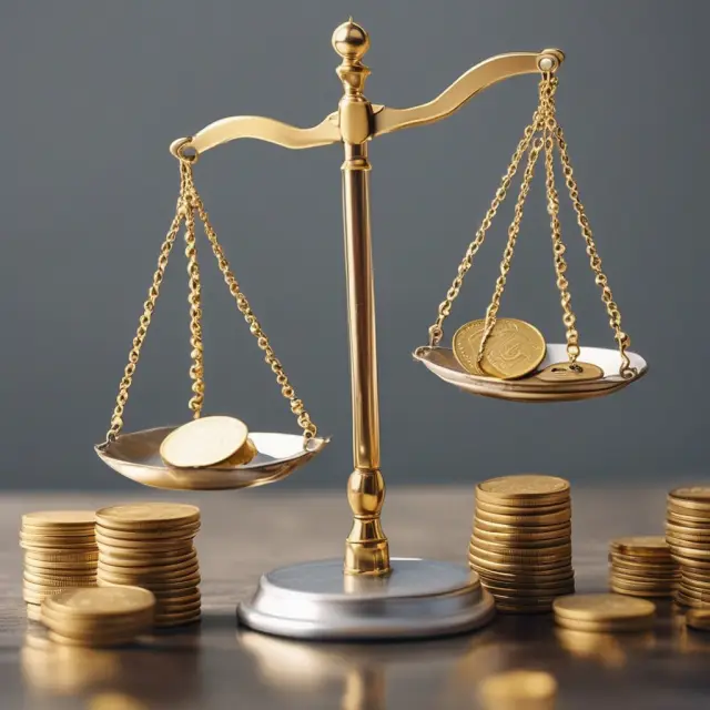 Image of balance scales tipped with gold coins (earnings) and silver coins (expenses), symbolizing the importance of accrued interest in accurately representing revenues and expenses.