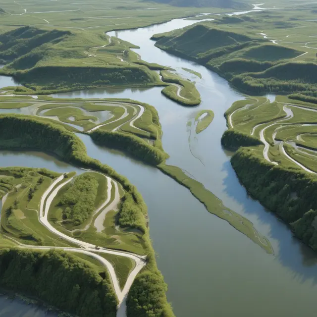 An image illustrating two rivers representing the Straight-Line Method and Declining Balance Method flowing into a sea symbolizing Accumulated Depreciation.