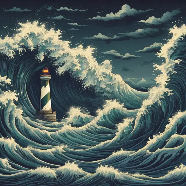 Multinational corporation braving stormy seas of foreign currency fluctuations, with accumulated other comprehensive income acting as a lighthouse guiding through uncertainty