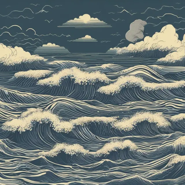 A digital pond with ACH ripples representing same-day transactions and waves depicting real-time payments, symbolizing technological advancements in electronic funds transfer.