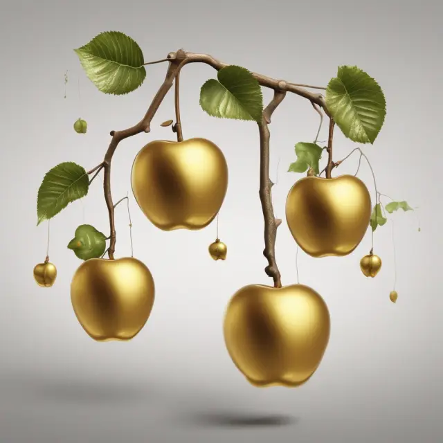 Golden apples illustrating Apple