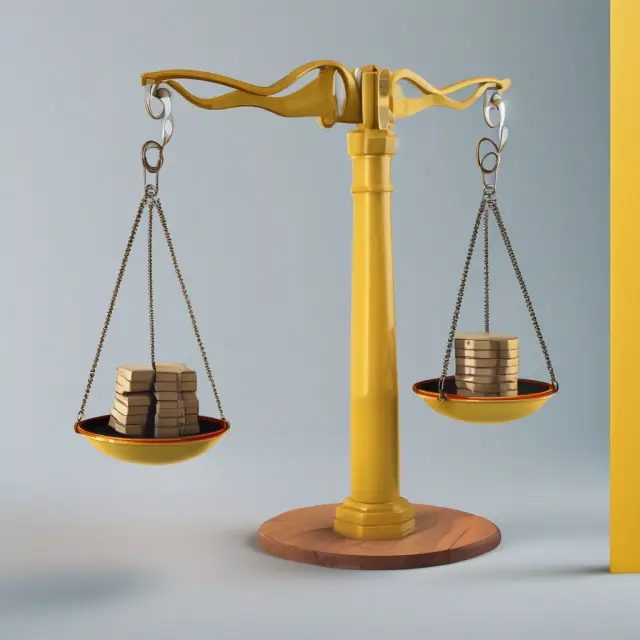 An old scale with a golden balance, weighing current assets against liabilities to determine the acid-test ratio