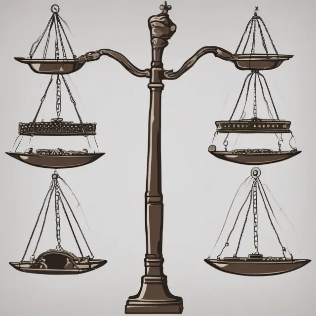 Scales represent fair value allocations for acquirer and non-controlling interest in a consolidated balance sheet