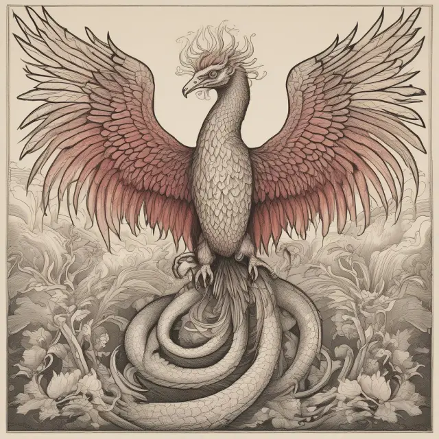 A mythical phoenix emerging from the fusion of two dragons and a serpent, representing the strategic benefits of business acquisitions.