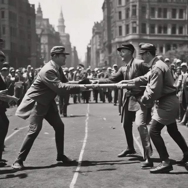 Two businesses exchanging batons, symbolizing the preparation, due diligence, negotiation, and closing stages of a corporate acquisition.
