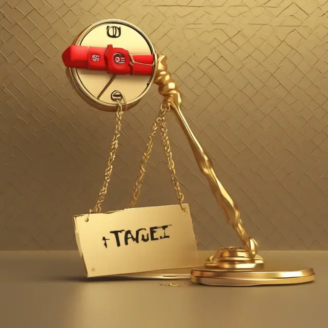 A pair of golden scales with one side weighing a target company and the other side showing the actual purchase price; the difference represents the acquisition premium