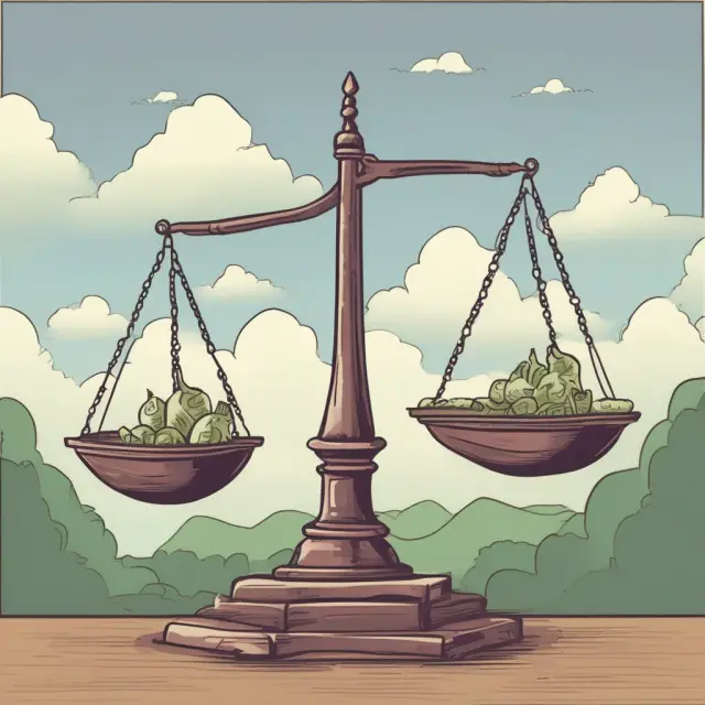 Scale with acquisition premium balanced between goodwill impairment (left) and negative goodwill (right), symbolizing the impact of adverse events on M&A transactions.