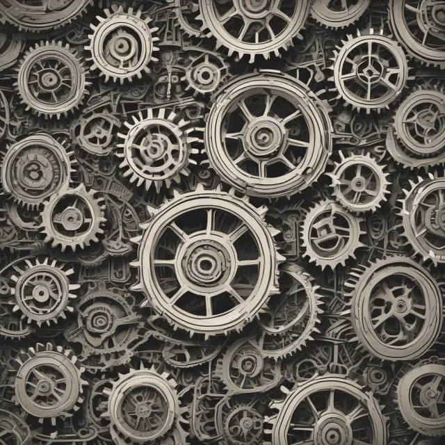 Gears of various sizes interacting, symbolizing activity cost drivers influencing business profitability