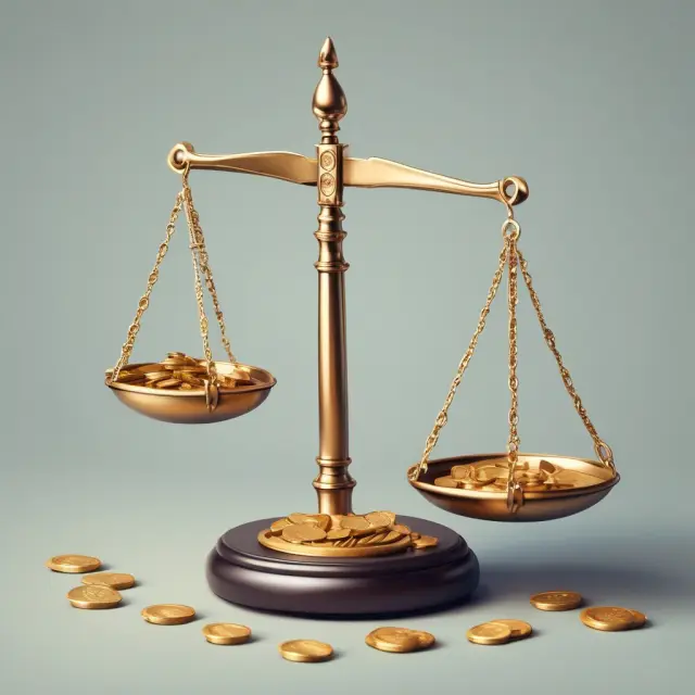Balance scale representing Merchandise Inventory Turnover Ratio, with inventory (weights) versus sales (golden coins)