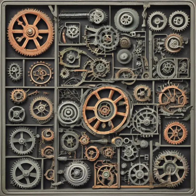 Imagery of gearwheels turning, representing industries effectively converting total assets into net sales