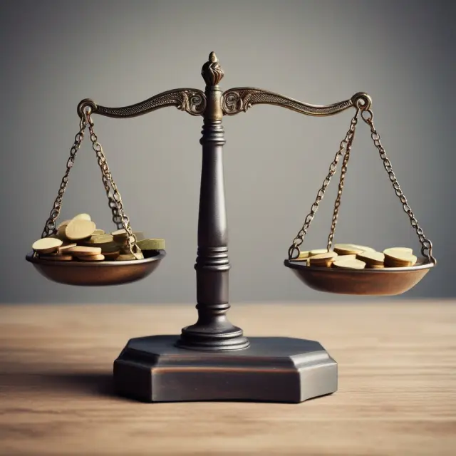 Two balance scales: one side stacked with inventory, the other filled with accounts receivable. A wise investor assesses both sides to determine a company