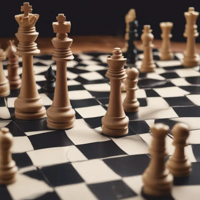 A lender and institutional investor playing a chess game, with the lender making strategic moves using add-on interest while the investor weighs advantages and disadvantages.