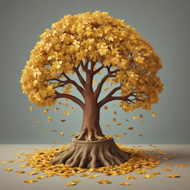 Golden leaves on a family tree symbolize tax credits; rainwater fills a pot, illustrating refundable Additional Child Tax Credit