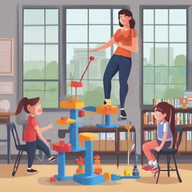 A scale represents girls and B students in a class. The balance symbolizes their combined probability, which is more significant than the sum of individual probabilities.