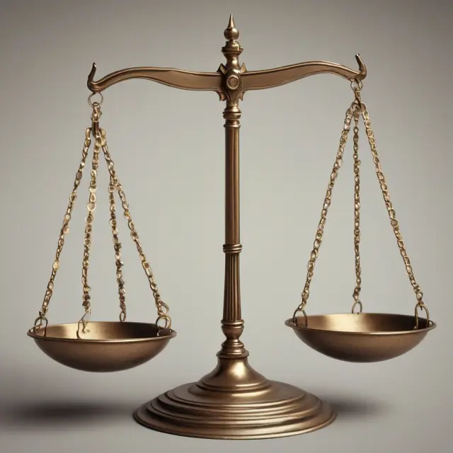 An adjudicator holding a set of scales adorned with legal scrolls and a clock, emphasizing the importance of fairness, impartiality, and timely decisions in the adjudication process