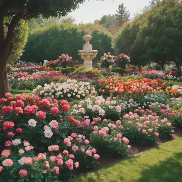 A garden teeming with interchangeable flowers: Premiums as sunflowers, Cash Value as tulips, Death Benefits as roses - illustrating policyholders