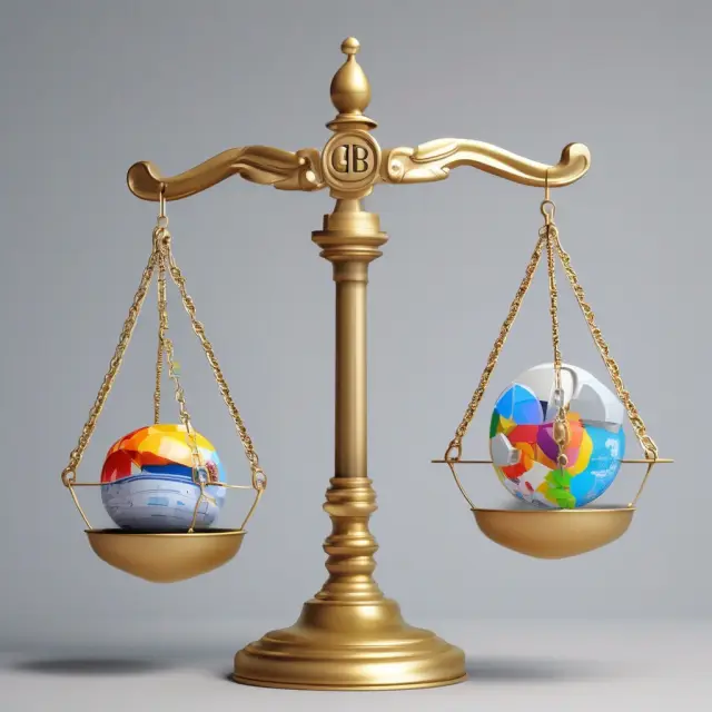 Two scales balanced with interchangeable company logos symbolize the importance of using Adjusted EBITDA for fair financial comparisons within an industry.