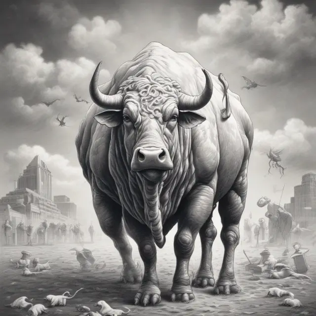 A stock market bull wrestling with the spirit of nominal prices, highlighting their significance alongside adjusted closing prices.