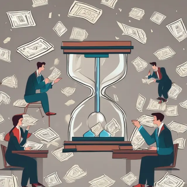 Hourglass releasing revenue to a crystal jar represents accrued revenues. Employees and salaries illustrate accrued expenses.