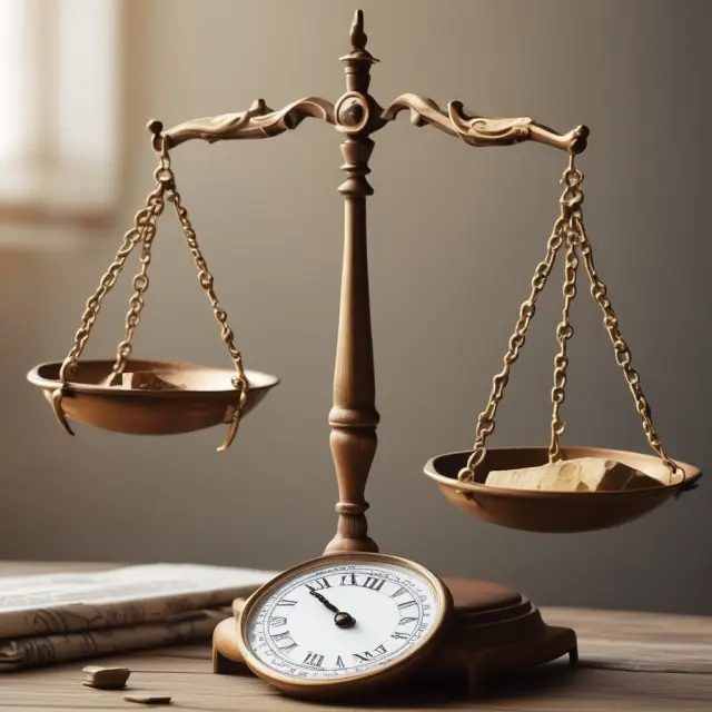 A balanced scale illustrates adjusting journal entries for recognizing revenue and expenses in the correct accounting period