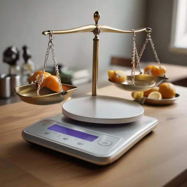 Balanced scales represent financial statements with revenues (right) and expenses (left); adjusting entries fine-tune the balance for accuracy
