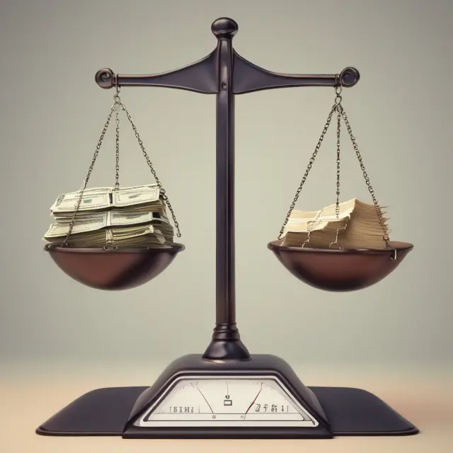 Scale comparing administrative expenses to revenue for understanding financial allocation