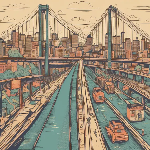 An employer and investor standing on a bridge overlooking two health insurance approaches: traditional and self-funded. They discuss ASO solutions as a means to balance risk, cost, and benefits.