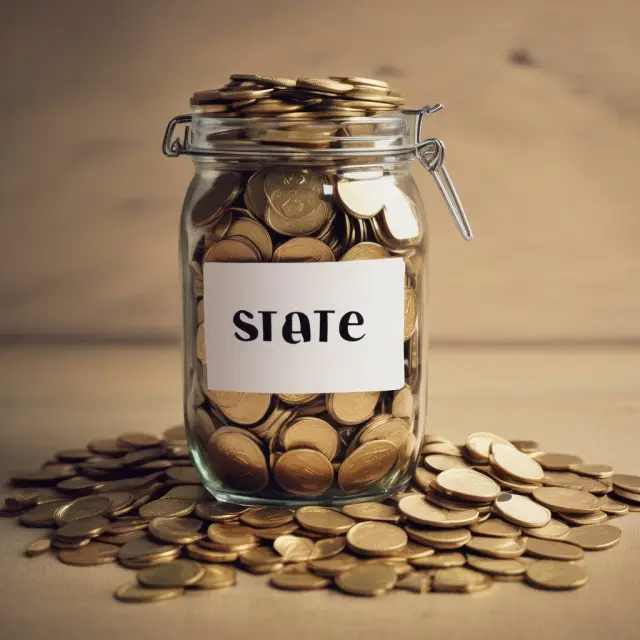 Image: A golden river flowing into a jar, symbolizing the importance and significance of property tax revenues for state and municipal governments