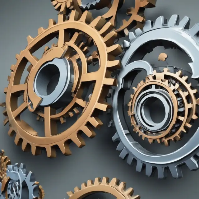 Two interconnected gears representing the A/D line, with one gear depicting advancing stocks and the other declining ones