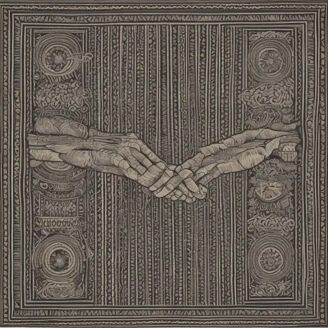 A market tapestry woven by two hands: one representing the Advance-Decline line and the other, the Arms Index (TRIN), demonstrating their complementary roles in analyzing stock market trends.