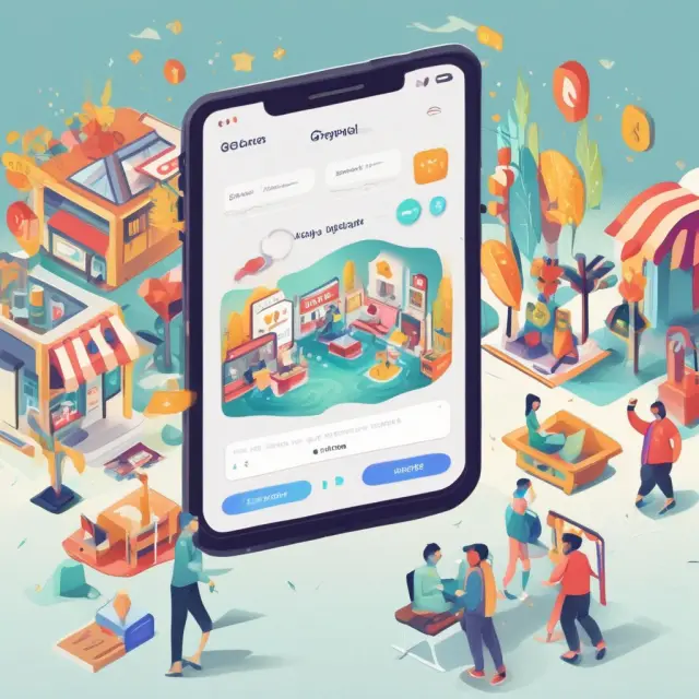 An image of a bustling marketplace with a crystal-clear river flowing through it, symbolizing the impact of technology in addressing adverse selection through online reviews and user ratings.