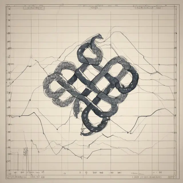 A trio of serpents symbolizing the Positive Directional Indicator (+DI), Negative Directional Indicator (-DI), and the Average Directional Index (ADX) lines interacting on a financial chart