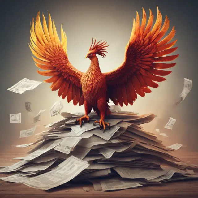 A mythical Phoenix rises from a mound of papers, representing the advantages and significance of using AER in finance.