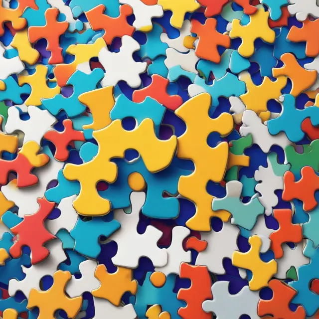 An intricate puzzle with various interlocking company logos representing the formation of affiliated relationships