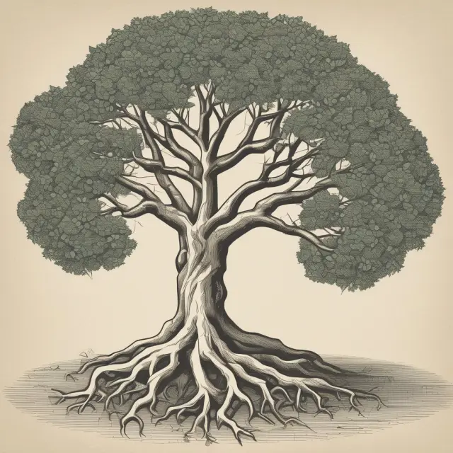 Two entwined trees symbolize affiliated companies, with interconnected roots reflecting shared business ties
