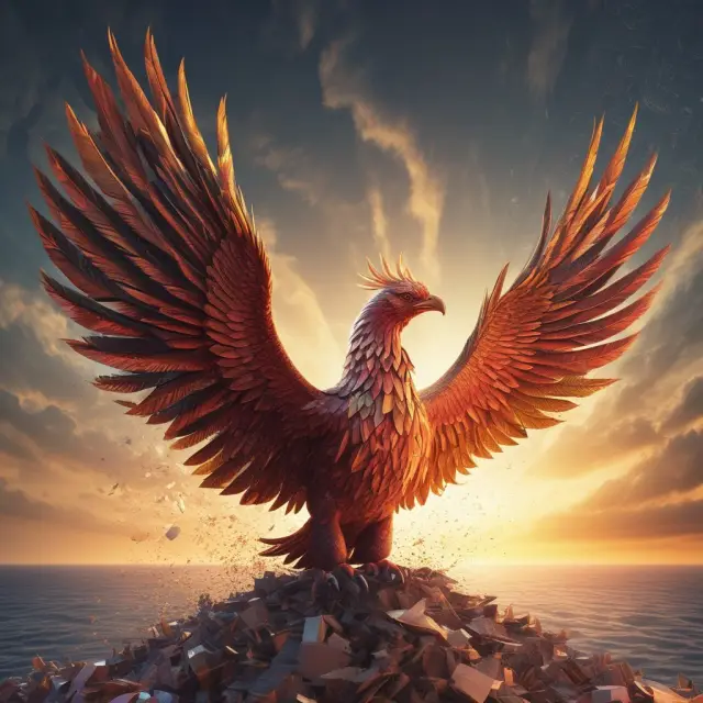 A phoenix emerges from a sea of financial data, representing the essential role of AFFO (Adjusted Funds From Operations) in Real Estate Investment Trust evaluation.