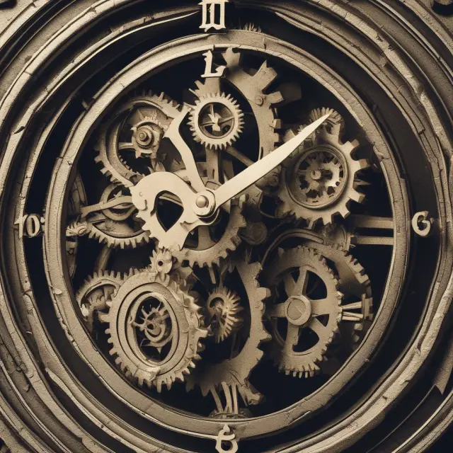 A clock illustrating pre-market (4am) and after-hours (4pm) trading sessions, with gears symbolizing the shifting sands of time and flexibility for traders.