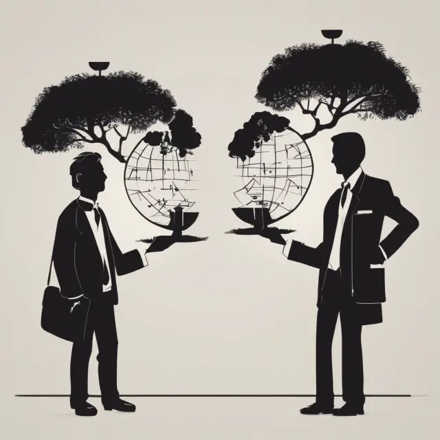 Two individuals comparing tax implications between a traditional IRA with pre-tax contributions and a Roth IRA with after-tax contributions