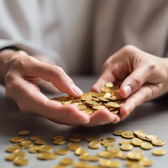Golden coins represent Traditional and Roth IRAs being passed down to a beneficiary with accompanying tax considerations
