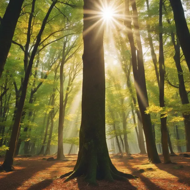 Sunbeams illustrate gross income while leaves represent various tax deductions filtering it down to after-tax income