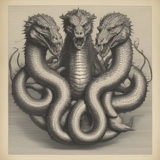 A three-headed hydra symbolizing federal, state, and withholding taxes.