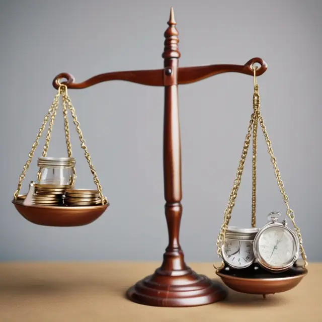 Two scales representing pretax and after-tax retirement contributions. Balancing the scales signifies weighing the advantages of each contribution method for optimizing retirement savings.