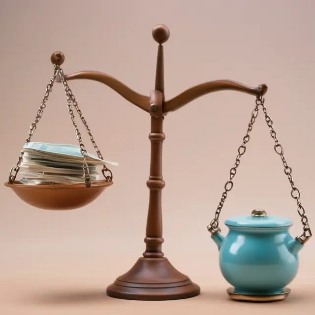 Two scales balancing retirement contributions: one labeled 
