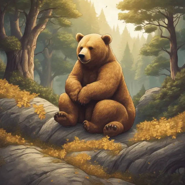 An image of a protective credit bear standing before a golden bond pile on a dynamic yield curve, symbolizing risk management in agency bonds.